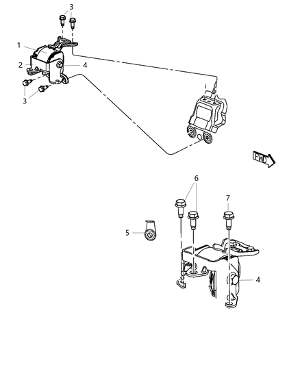 2017 Jeep Compass  Bracket-Transmission Mount Diagram for 5105465AF
