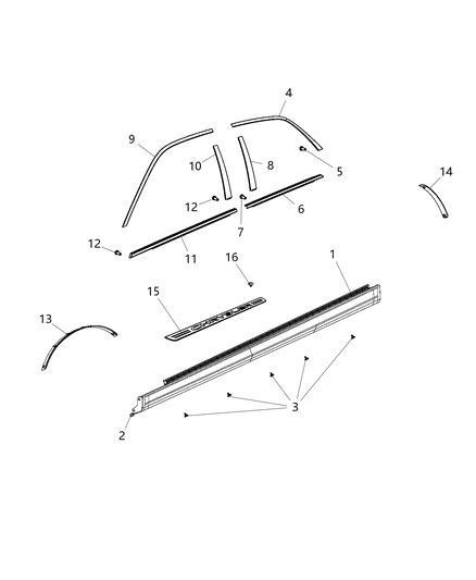 2020 Chrysler 300  Molding-Day Light Opening Diagram for 57010364AL