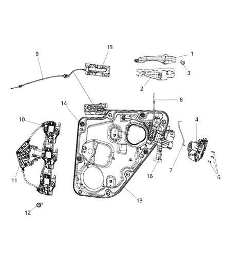2014 Jeep Grand Cherokee  Rear Door Latch Diagram for 4589922AF