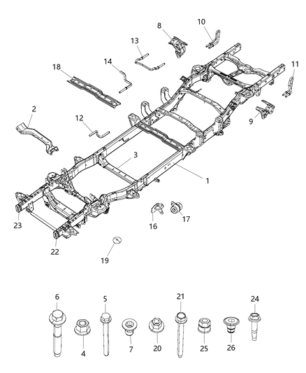 2018 Ram 1500  Rail Kit-Left Front Diagram for 68209551AA