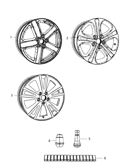 2012 Dodge Durango  Aluminum Wheel Diagram for 1SZ24GSAAA