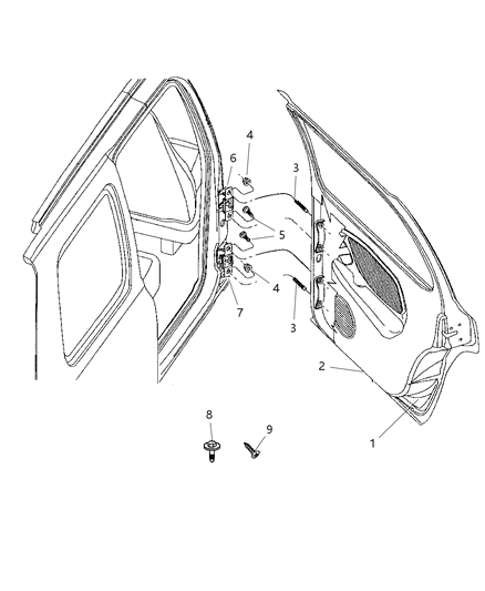 2005 Dodge Durango  Door-Rear Diagram for 55362170AB