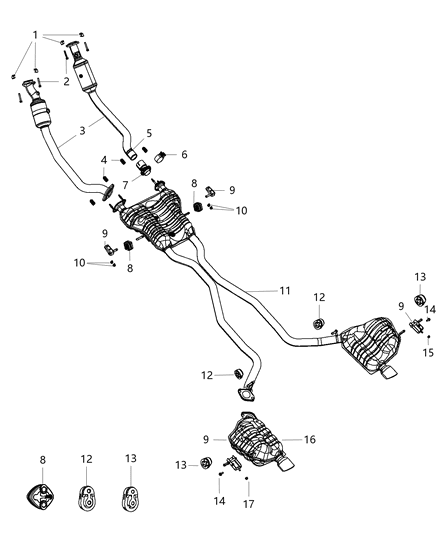 2012 Dodge Durango  CONVERTOR-Exhaust Diagram for 52124621AF