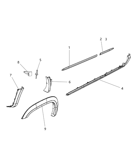 2008 Dodge Dakota APPLIQUE-SILL Diagram for 5JL50TZZAE