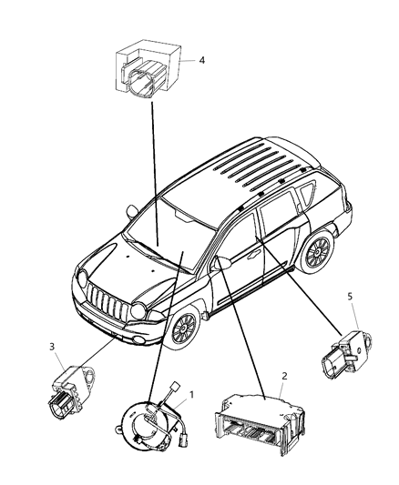 2008 Jeep Patriot  Steering Column Control Module Clock Spring Diagram for 68003216AE