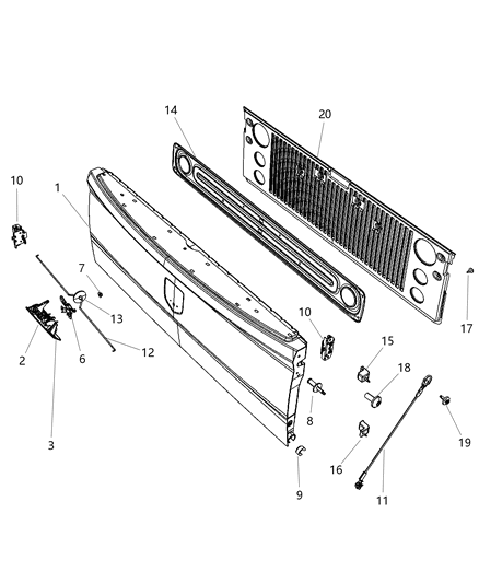 2012 Ram 3500  Handle-TAILGATE Diagram for 68084284AA