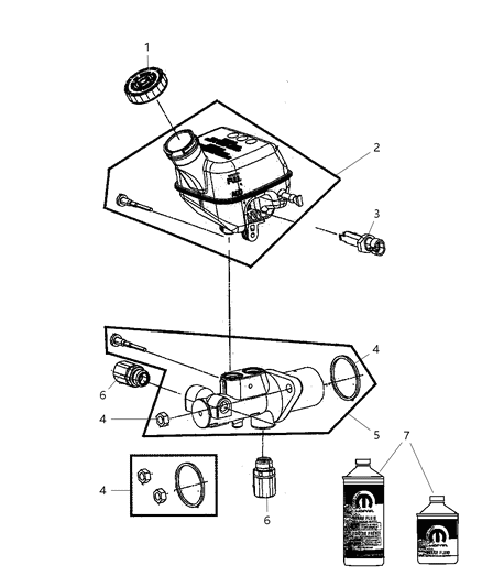 2009 Chrysler PT Cruiser  Brake Master Cylinder Diagram for 5142503AA