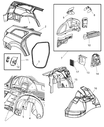 2005 Dodge Magnum  WEATHERSTRIP-Rear Door Diagram for UW64BD1AA