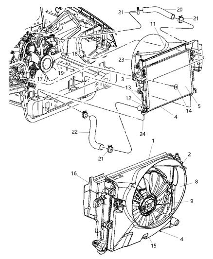 2007 Jeep Grand Cherokee  Hose-Radiator Outlet Diagram for 55116870AC