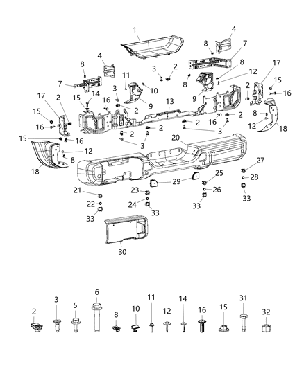 2018 Jeep Wrangler  Reflector-FASCIA Diagram for 68281936AA