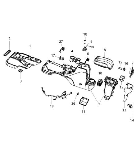 2018 Jeep Wrangler Cap-Console Diagram for 5MD98DX9AA