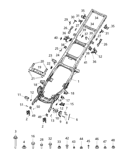 2019 Ram 3500  Bolt-HEXAGON FLANGE Head Diagram for 6104216AA