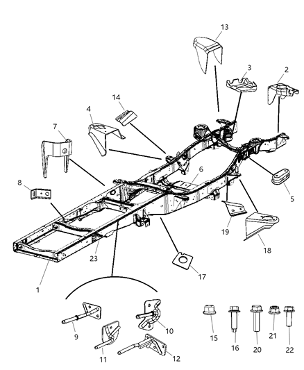 2009 Dodge Ram 3500  Bolt-HEXAGON FLANGE Head Diagram for 6104259AA