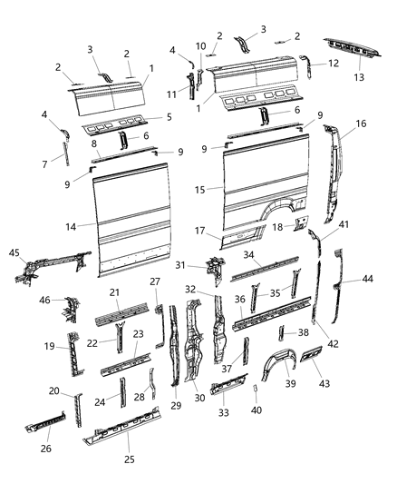 2016 Ram ProMaster 3500  Track-Sliding Door Diagram for 68167406AC