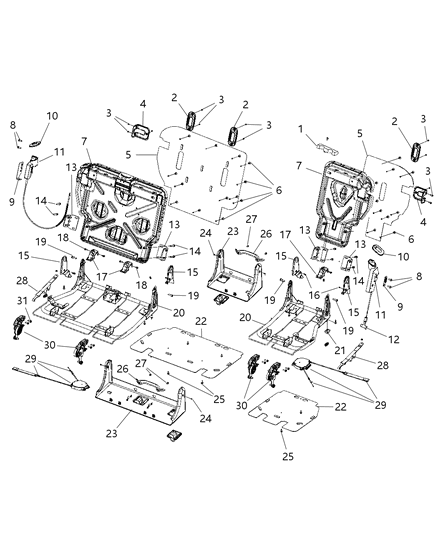 2009 Chrysler PT Cruiser Push Pin Diagram for 68002343AA