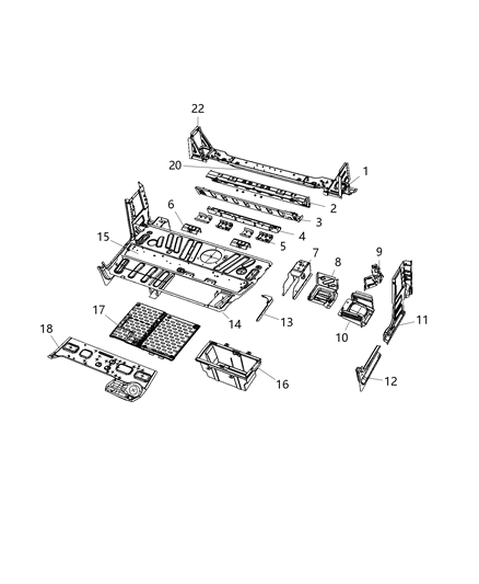 2021 Ram ProMaster 3500  CROSSMEMBER-Rear Floor Diagram for 68167110AB