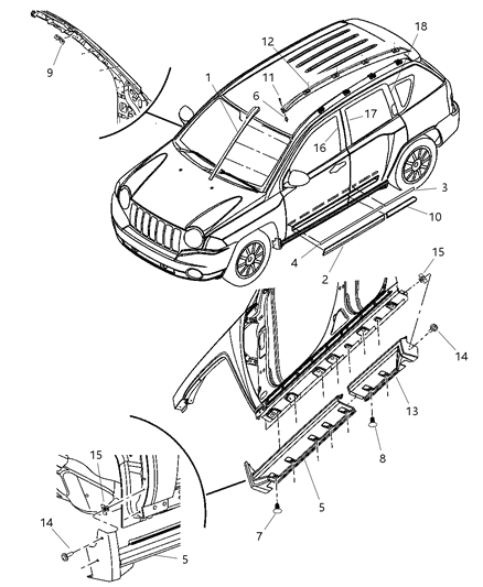 2010 Jeep Compass Molding-Side SILL Diagram for 5116128AA