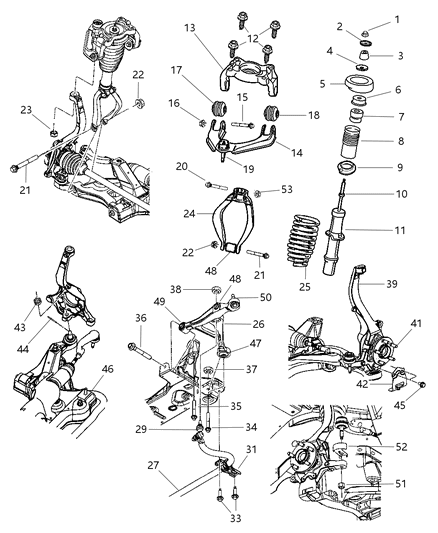 2002 Chrysler Sebring  Suspension Control Arm Diagram for 4764409AC