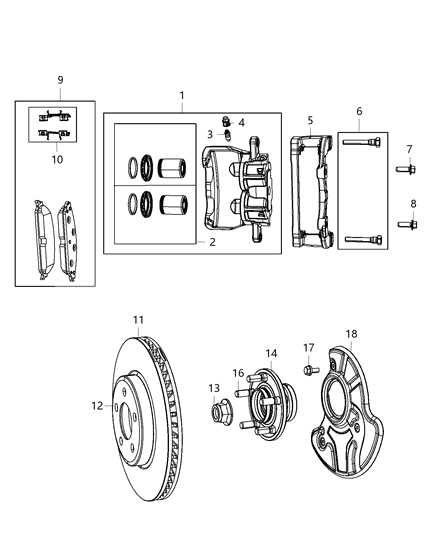2018 Dodge Charger  Pad Kit-Front Disc Brake Diagram for 5142558AC