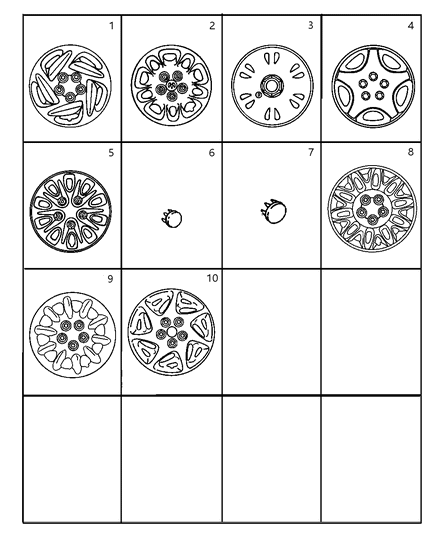 2000 Chrysler Town & Country  Wheel Cover Hub Cap Diagram for 4743330
