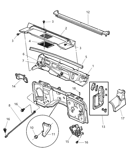 2004 Jeep Wrangler  Rod-Dash Panel To PLENUM Diagram for 55176588AB