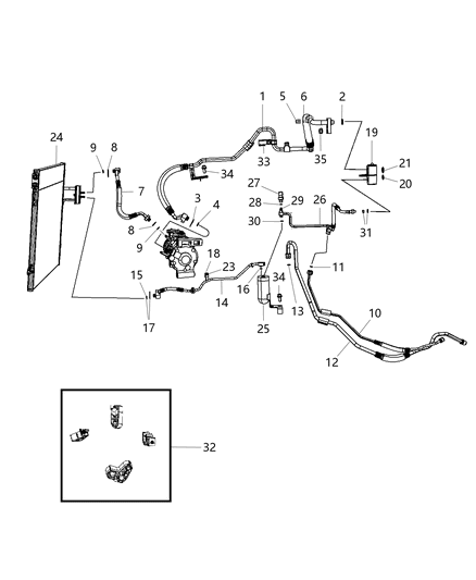 2008 Dodge Grand Caravan  Seal-A/C Line Diagram for 68031968AA