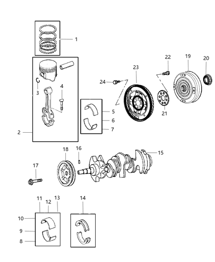 2007 Dodge Nitro Bearing Kit-Connecting Rod Diagram for 68002288AA