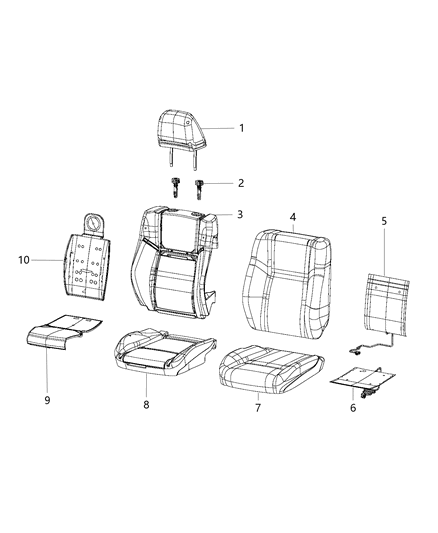 2016 Dodge Charger HEADREST-Front Diagram for 1XA081X9AA