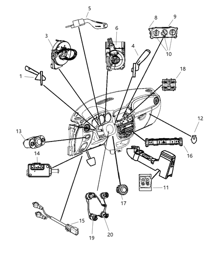 2007 Chrysler PT Cruiser  Switch-Horn Diagram for 5183670AA