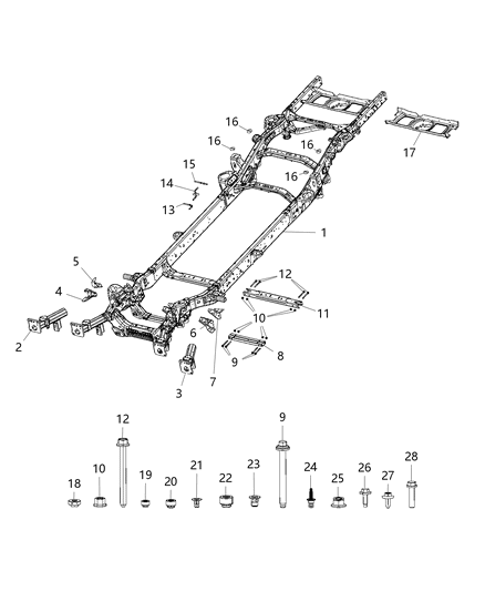 2019 Ram 1500  Rod-Exhaust Pipe Support Diagram for 68282989AB