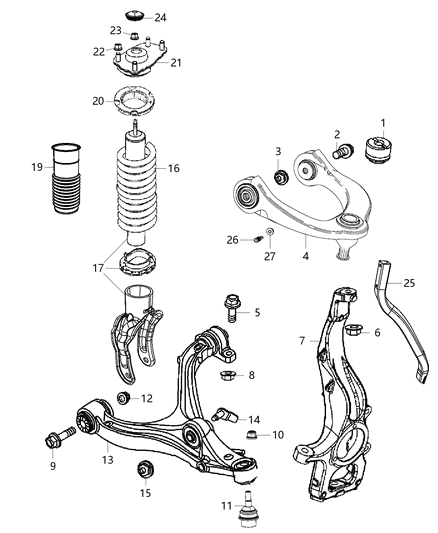 2015 Jeep Grand Cherokee  Front Coil Spring Diagram for 68029623AF
