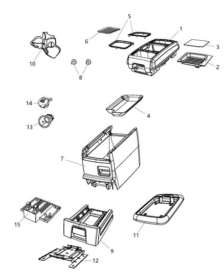 2009 Dodge Grand Caravan Mat-Console Cup Holder Diagram for 68067764AA