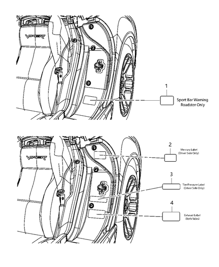 2010 Dodge Viper  Label-Mercury Warning Diagram for 5020527AC