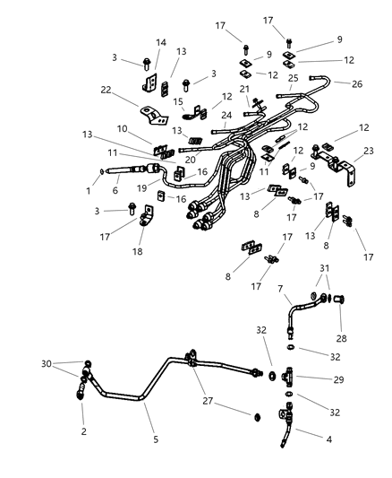 2002 Dodge Ram 2500  Tube-Fuel INJECTOR Supply Diagram for 5011459AA