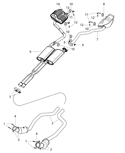 2012 Dodge Charger  Exhaust Muffler And Resonator Diagram for 5147248AC