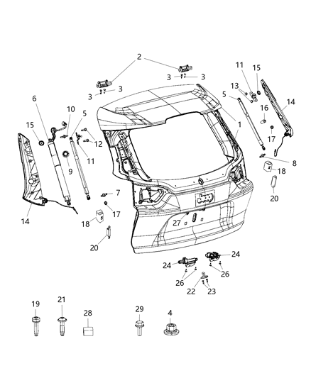 2021 Jeep Cherokee  Latch-LIFTGATE Diagram for 68364385AC