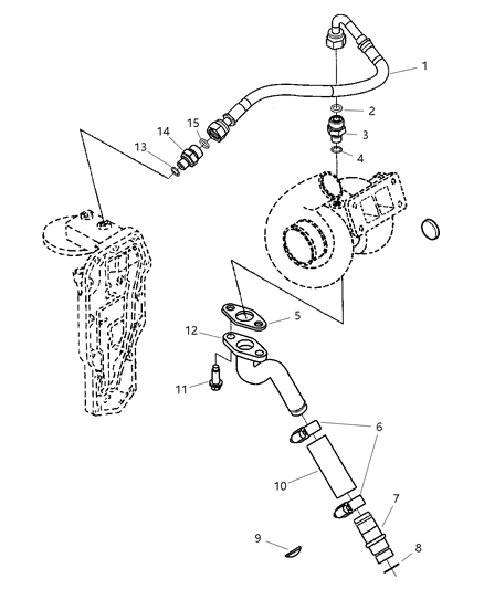 2003 Dodge Ram 3500  Tube-Turbo Oil Drain Diagram for 3931827