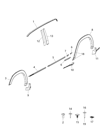 2020 Ram 1500 B Pillar Applique Diagram for 68292928AD