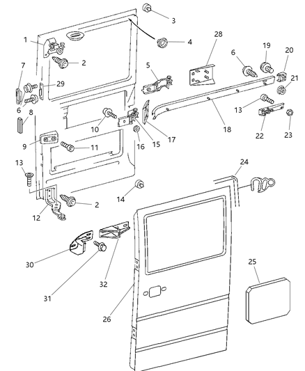 2006 Dodge Sprinter 2500 RETAINER-Cargo Door Diagram for 5104412AA