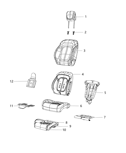 2016 Chrysler 200  Front Seat Cushion Cover Diagram for 5SJ96DX9AF