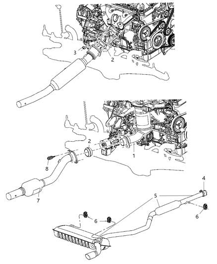 2011 Jeep Patriot  Exhaust Muffler And Resonator Diagram for 5147218AB