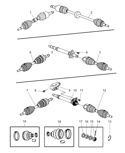 2006 Chrysler PT Cruiser  Axle Shaft Front Right Diagram for R4668936AC