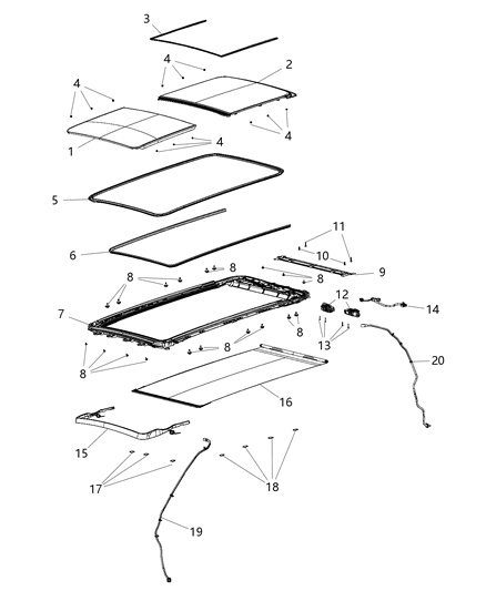 2021 Ram 1500  SUNROOF Drain Diagram for 68299682AC