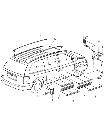 2006 Chrysler Town & Country Molding-Front Door Diagram for WV92ABEAA