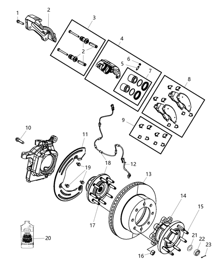 2009 Dodge Ram 3500  PINKIT-Disc Brake Diagram for 68049153AA