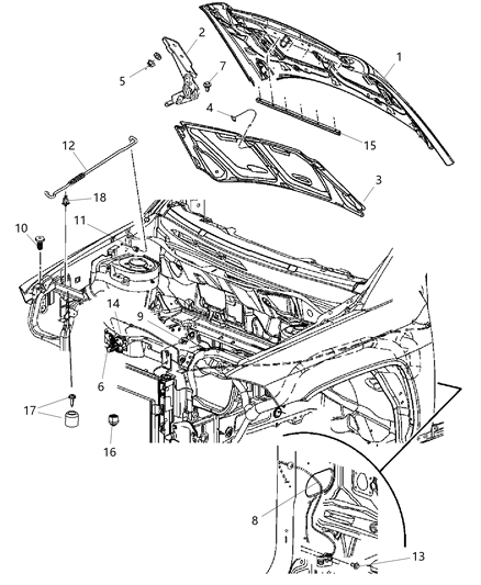 2011 Jeep Compass  Hood Latch Diagram for 68079690AA