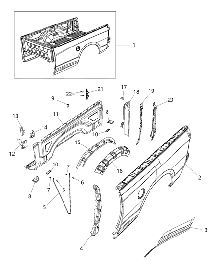 2019 Ram 2500 Panel-Box Side Inner Diagram for 68362244AA