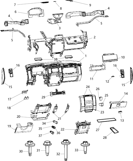 2011 Ram 1500  Handle-Parking Brake Diagram for 1NL97DK2AA