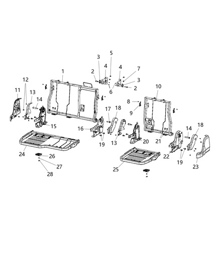 2019 Ram 1500 RECLINER-2ND Row Manual Diagram for 68271422AD