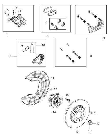 2014 Jeep Cherokee  CALIPER-Disc Brake Diagram for 68225304AA